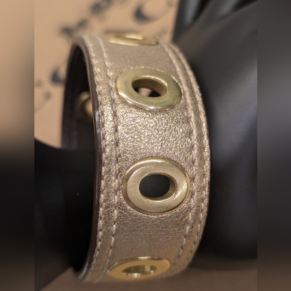 Coach Leather Bracelet - EUC - Gold 2.75 Inch Diameter - Picture 2 of 11